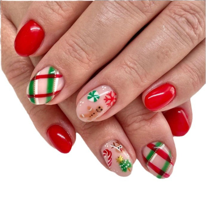 Festive Holiday-Themed Press-On Nail Set Acalora