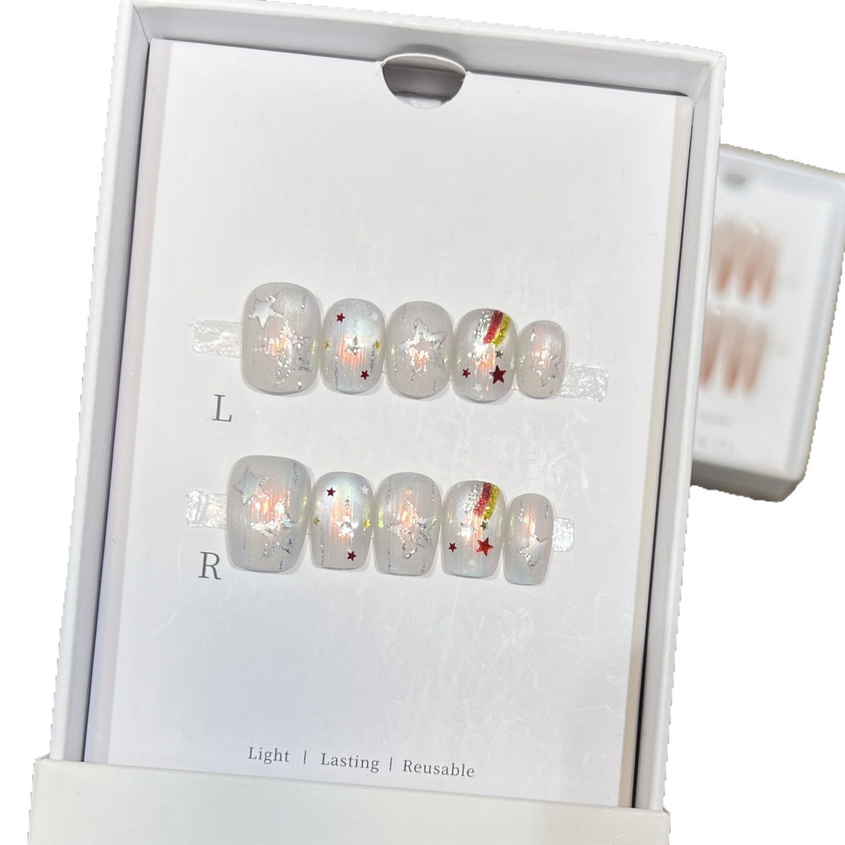 Creative Decorative Press-On Nail Set with Star and Rainbow Accents Acalora