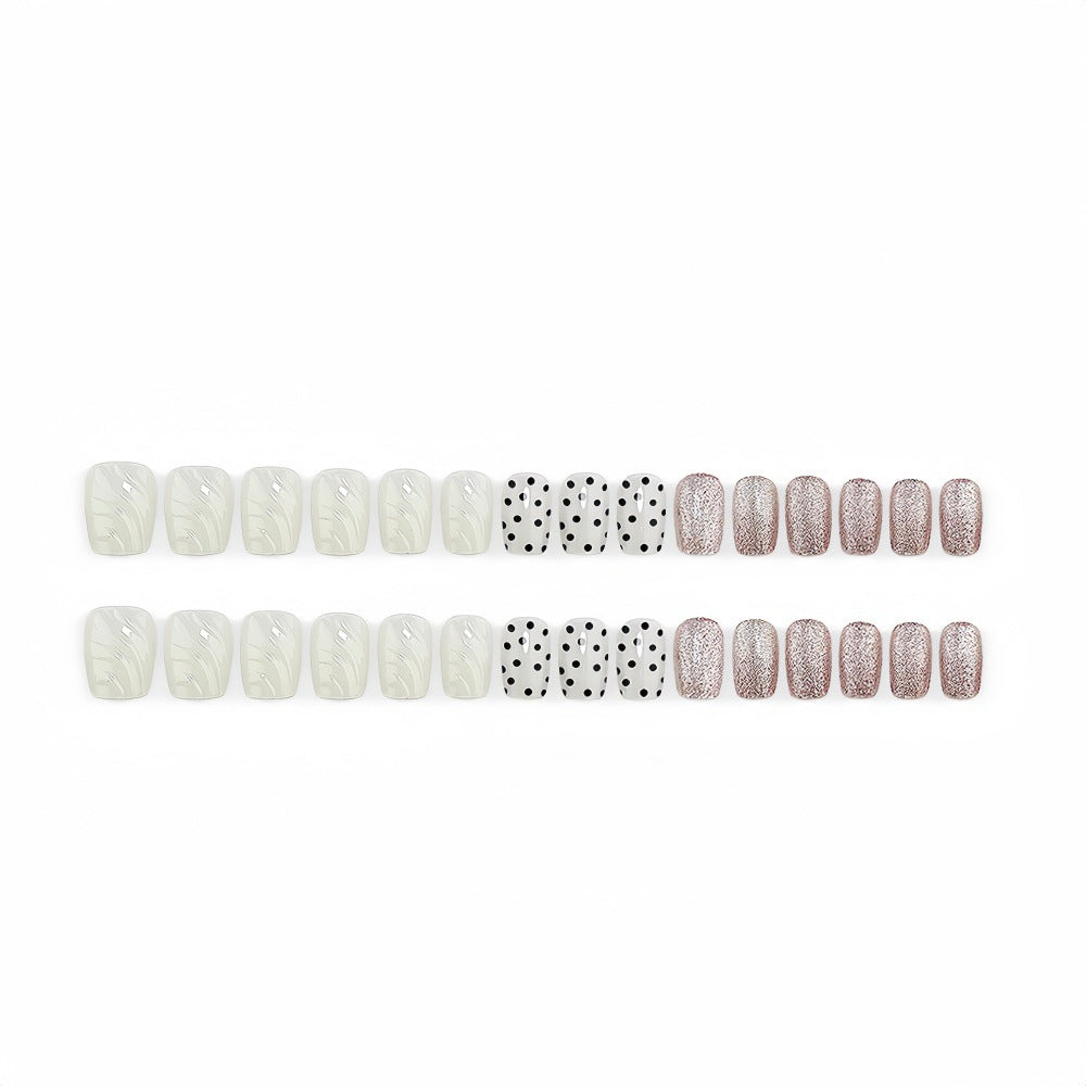 Artificial nail set with elegant glitter and dot design Acalora