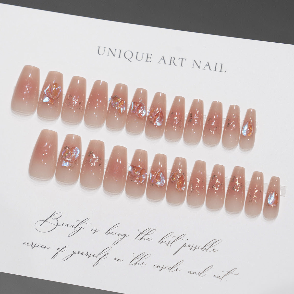Artistic Press-On Nail Tips with Floral Design Acalora