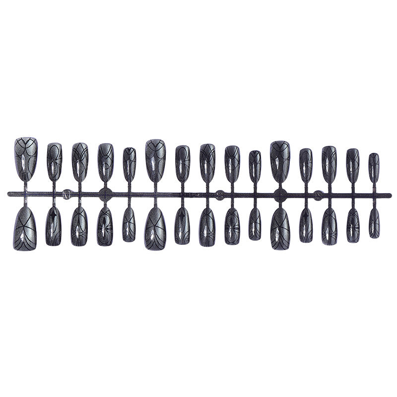 Decorative Press-On Nail Set with Artistic Spider Design Acalora