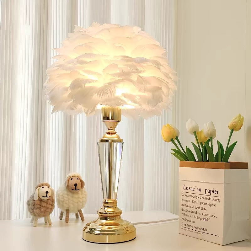 Feather-Accented Table Lamp