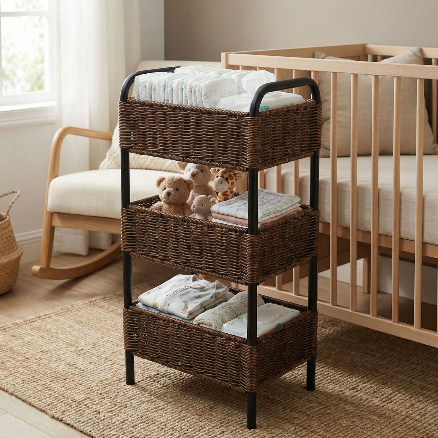 Multi-Tier Woven Bathroom Organizer Basket Acalora