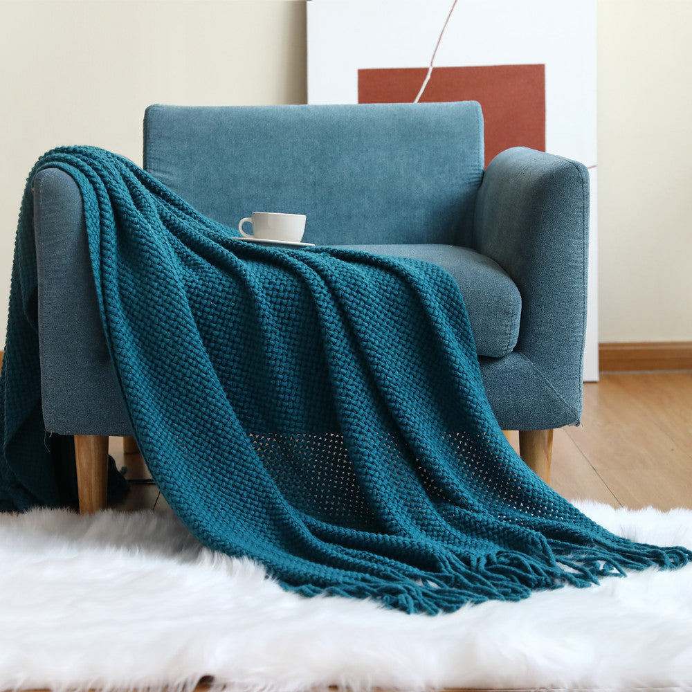 Cozy Waffle Knit Throw Blanket