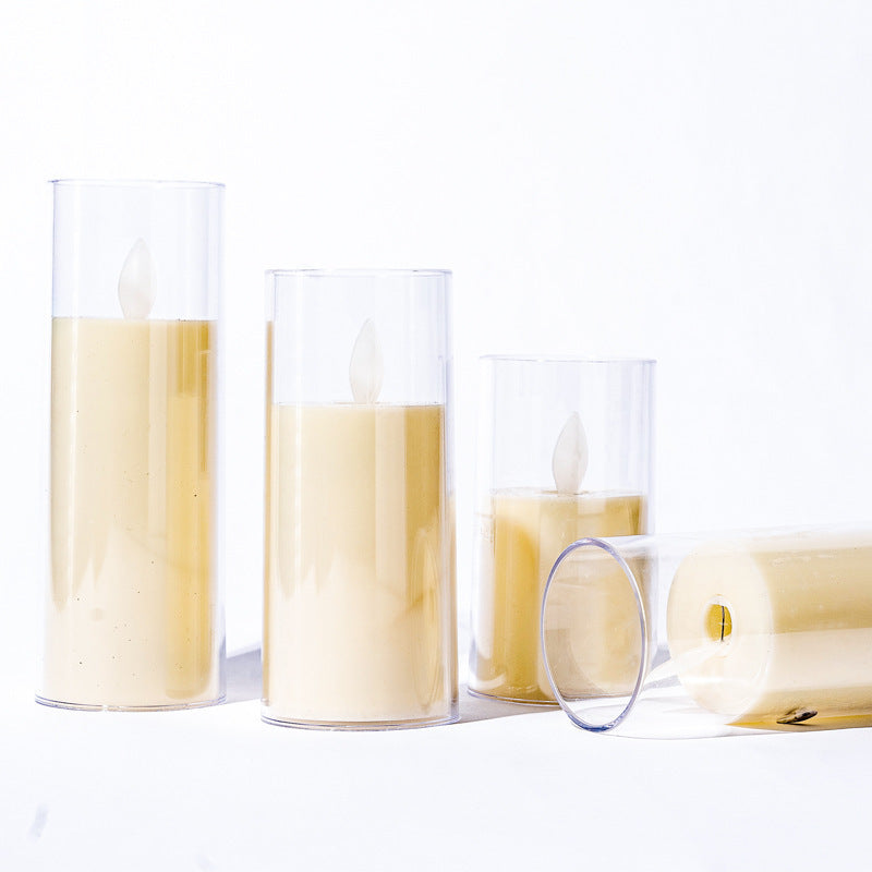 LED Flameless Pillar Candle Set with Clear Glass Cylinder Votives Acalora