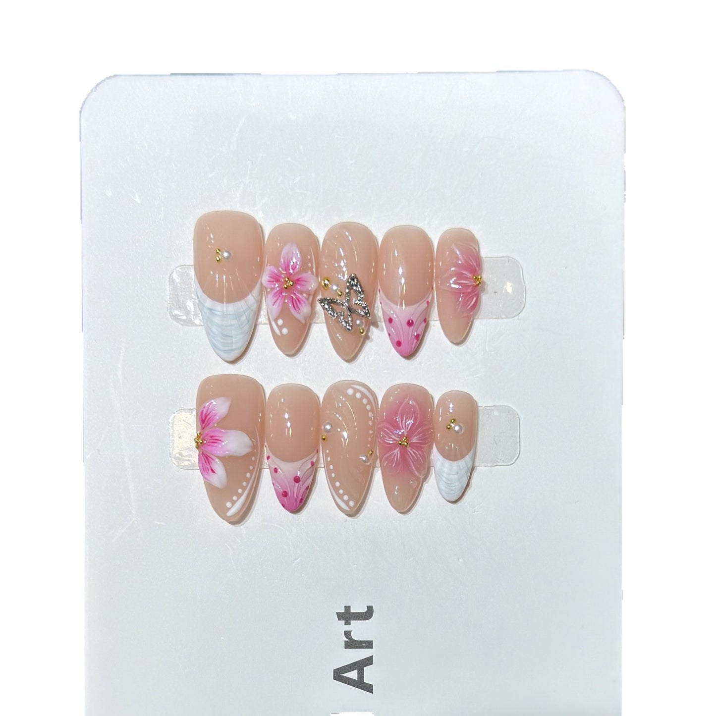 Floral Accent Press-On Nail Art Set Acalora