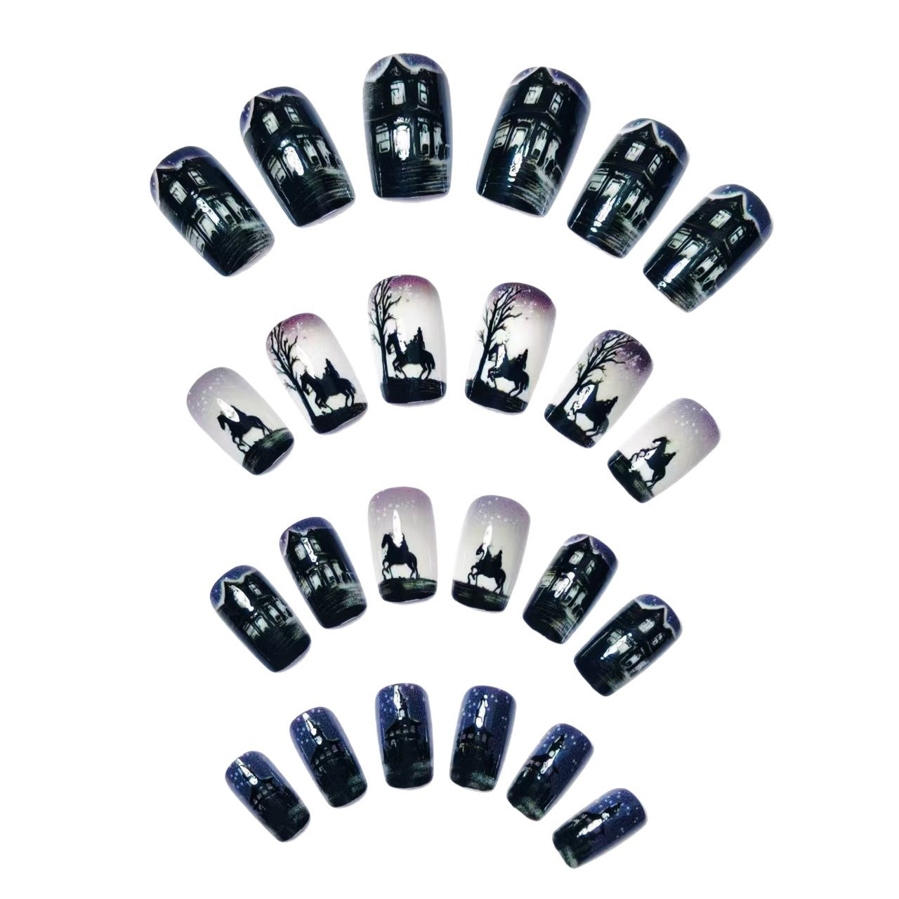 Artistic Night Scene Nail Art Acalora
