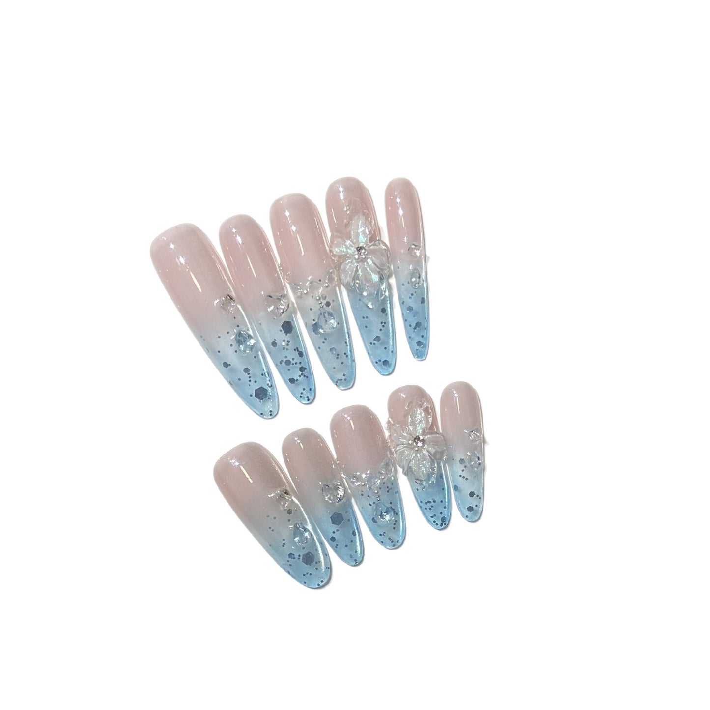 Ombre Floral Press-On Nail Art Set Acalora
