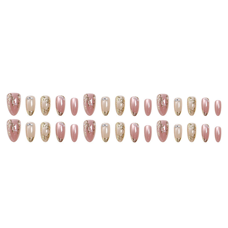 Artificial Nail Set with Elegant Golden Decorations Acalora