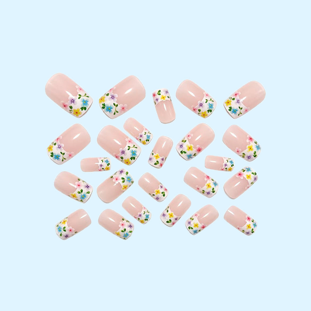 Artificial nails with floral designs and high-gloss finish Acalora