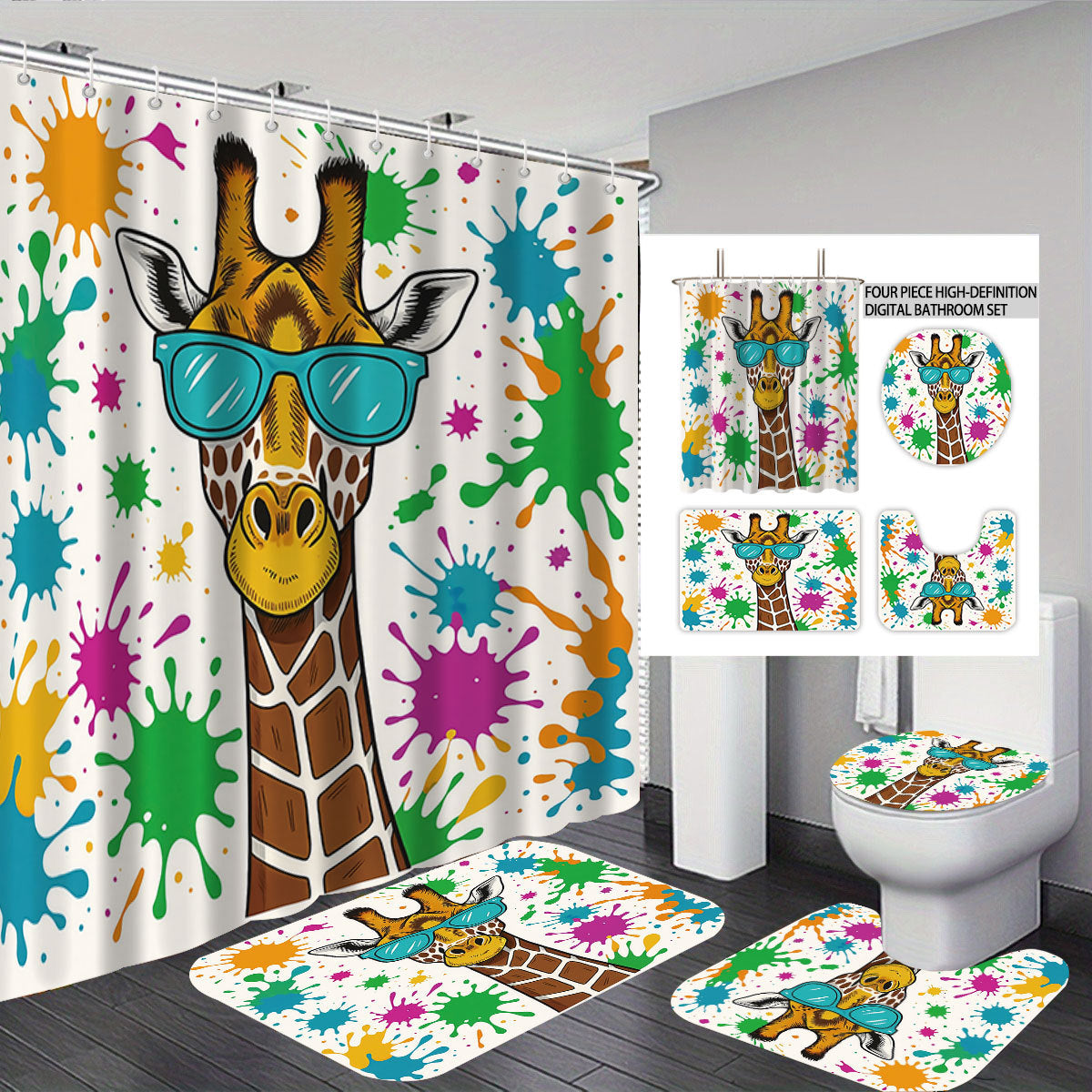 Artistic Cat-Theme Bathroom Decor Set