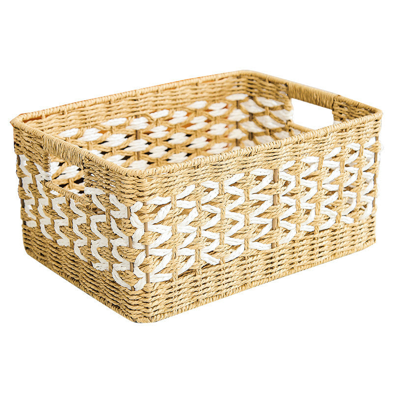 Decorative basket made of natural fiber with elegant design Acalora