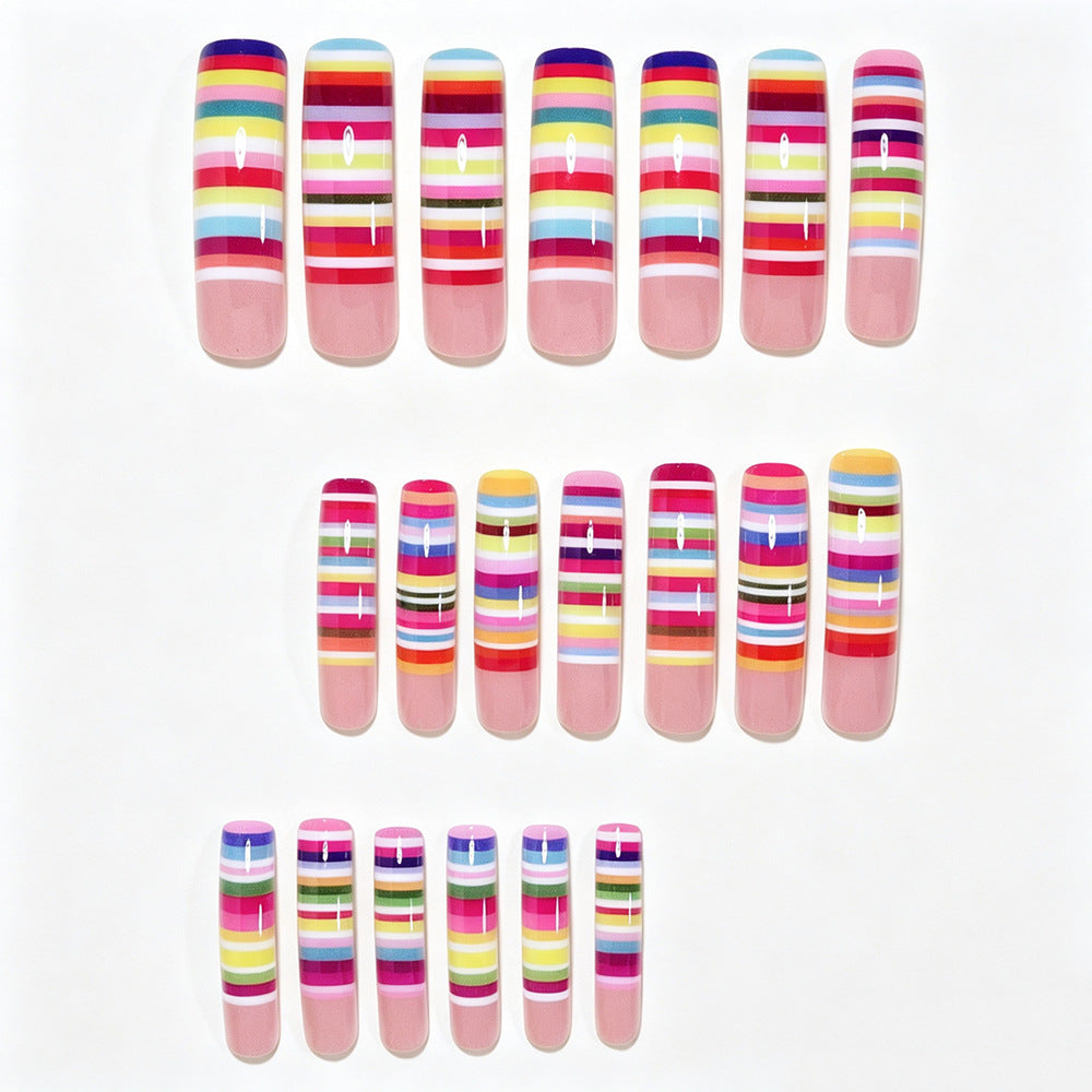 Colorful Striped Nail Art Tips Acalora