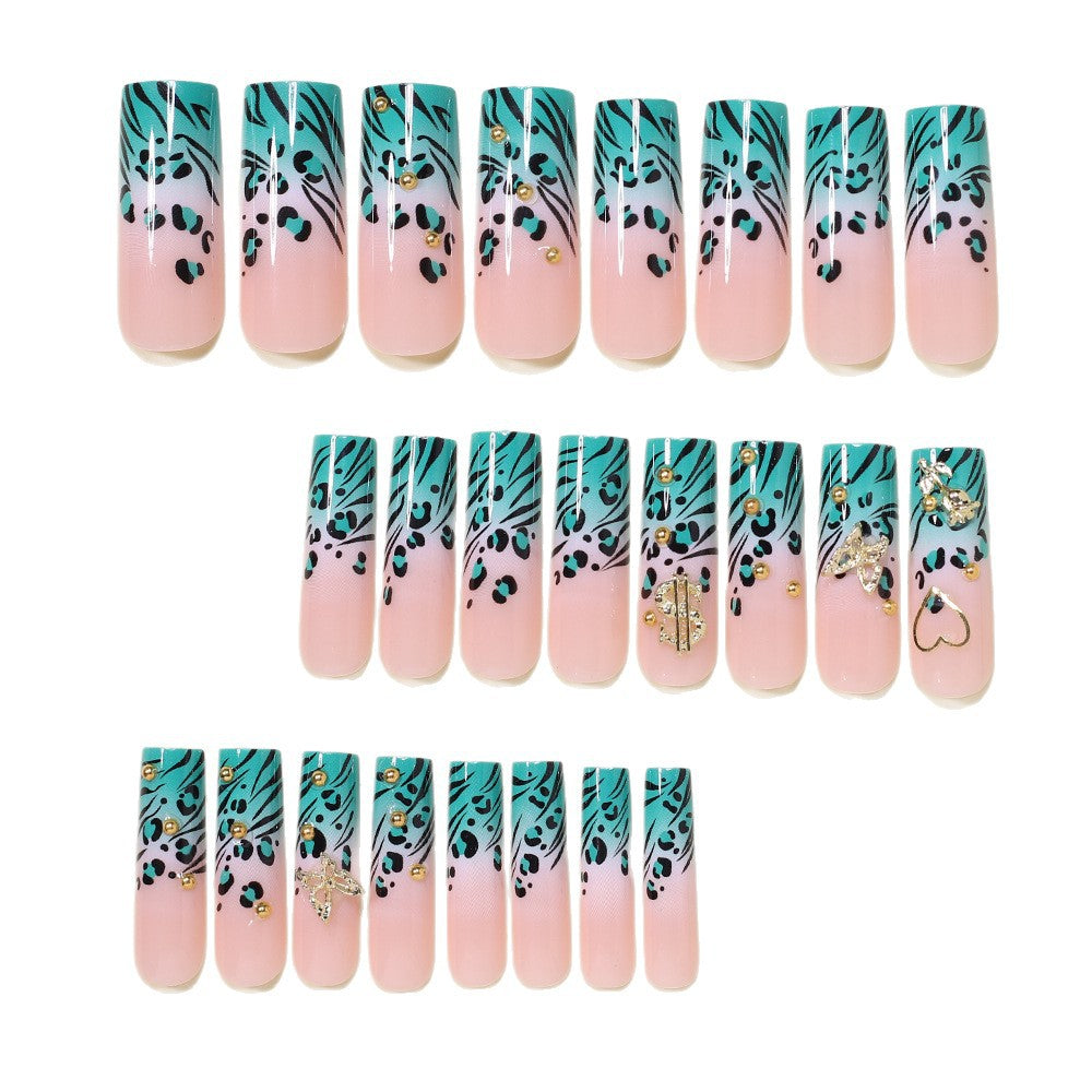 Stylish Bling Leopard Print Press-On Nail Tips Acalora