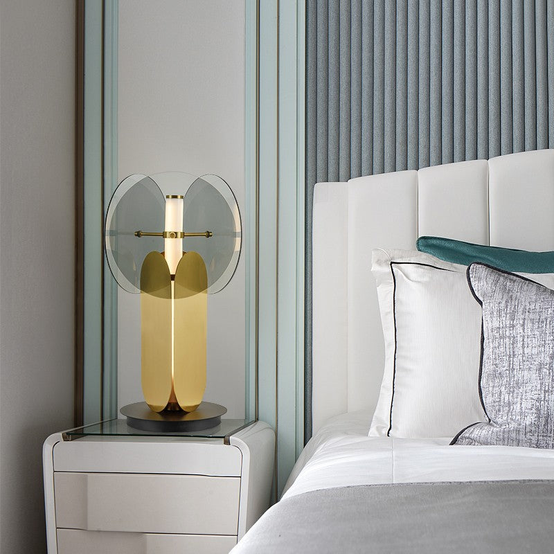 Elegant Modern Table Lamp with Sculptural Glass Shade