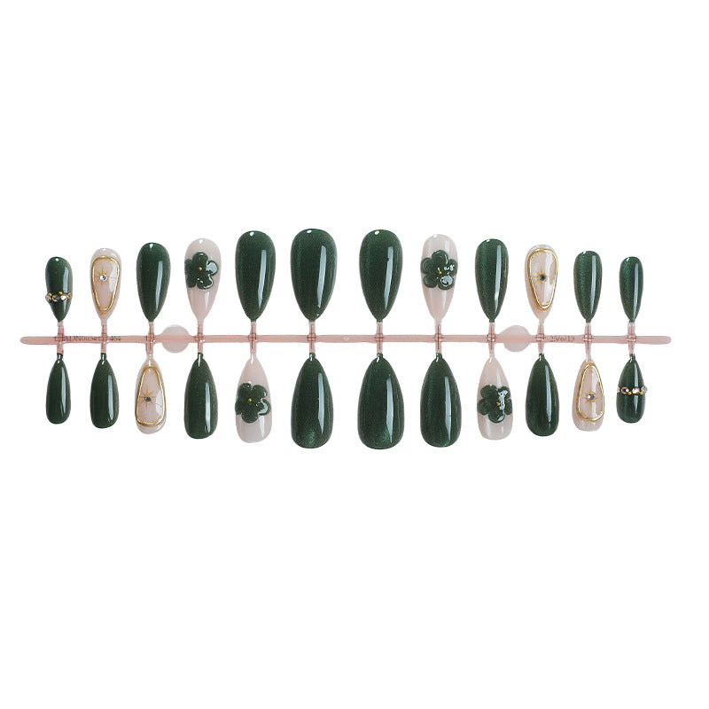 Glamorous Press-On Nail Set with Decorative Floral Accents Acalora