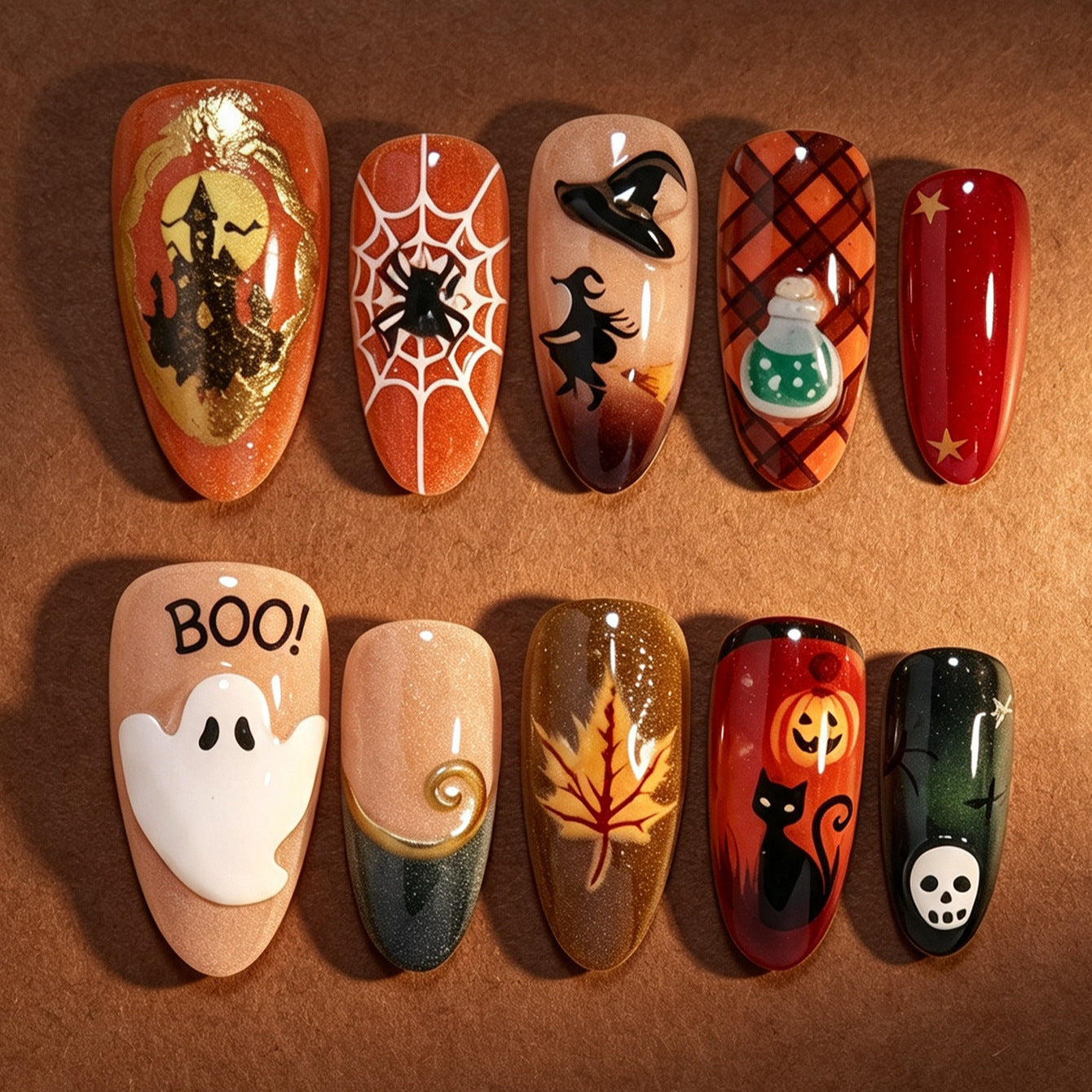 Halloween-Themed Decorative Press-On Nail Art Set Acalora