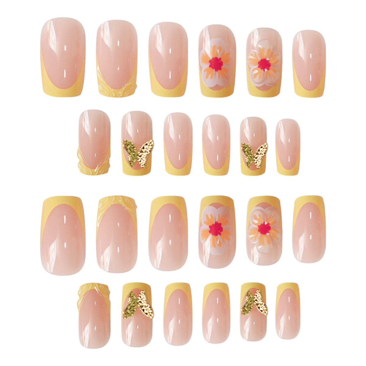 Artistic Floral Press-On Nail Design Acalora