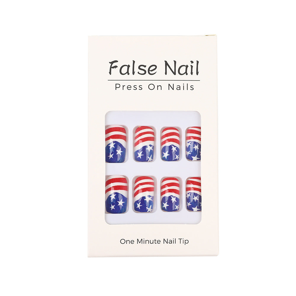Artificial nails in patriotic Stars and Stripes design Acalora