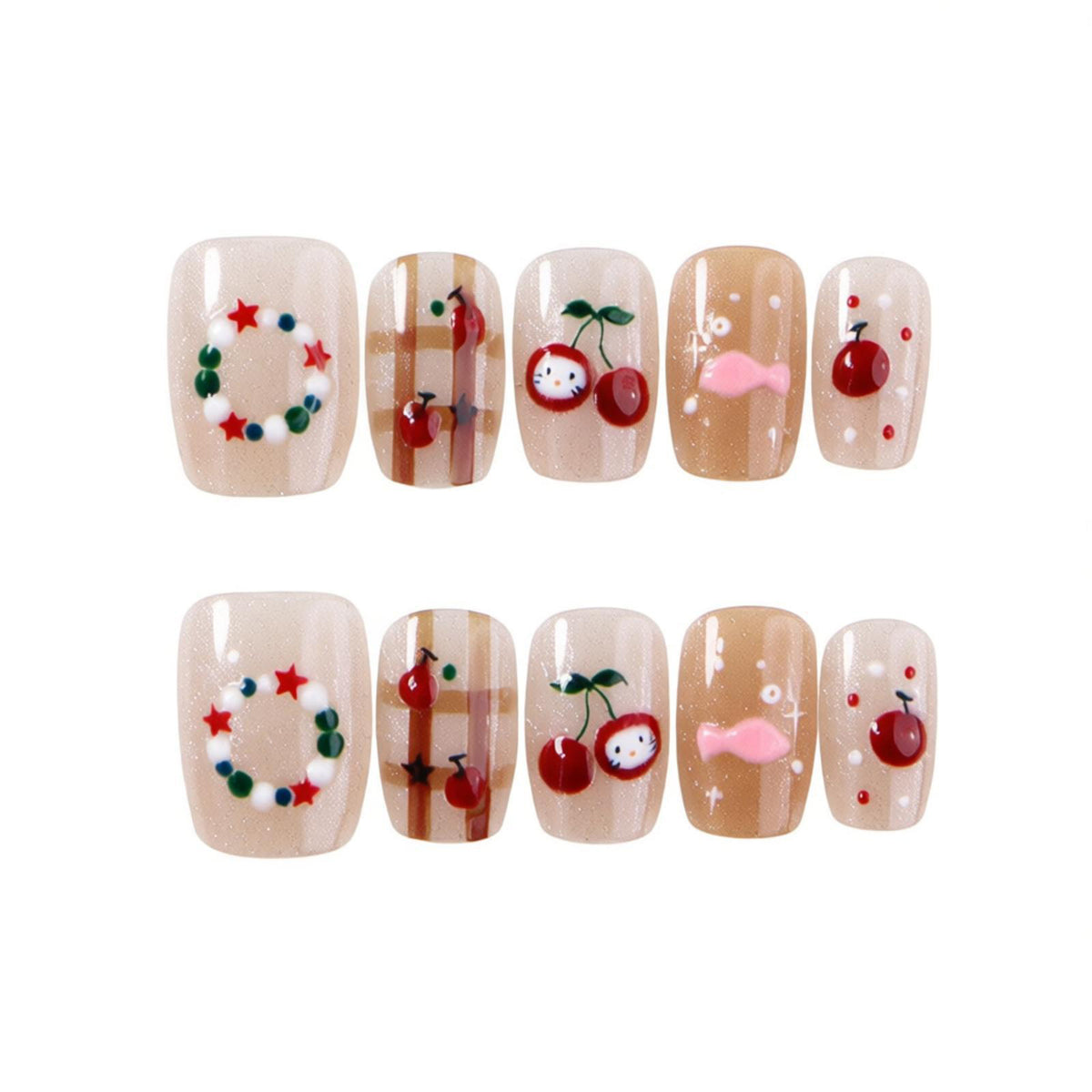 Festive Decorative Press-On Nail Art Set Acalora