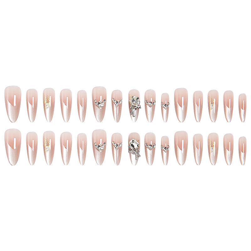 Artificial nail set with elegant crystal decorations and ombre effect Acalora