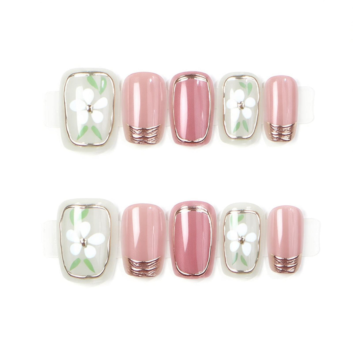 Floral Printed Press-On Nail Art Set Acalora