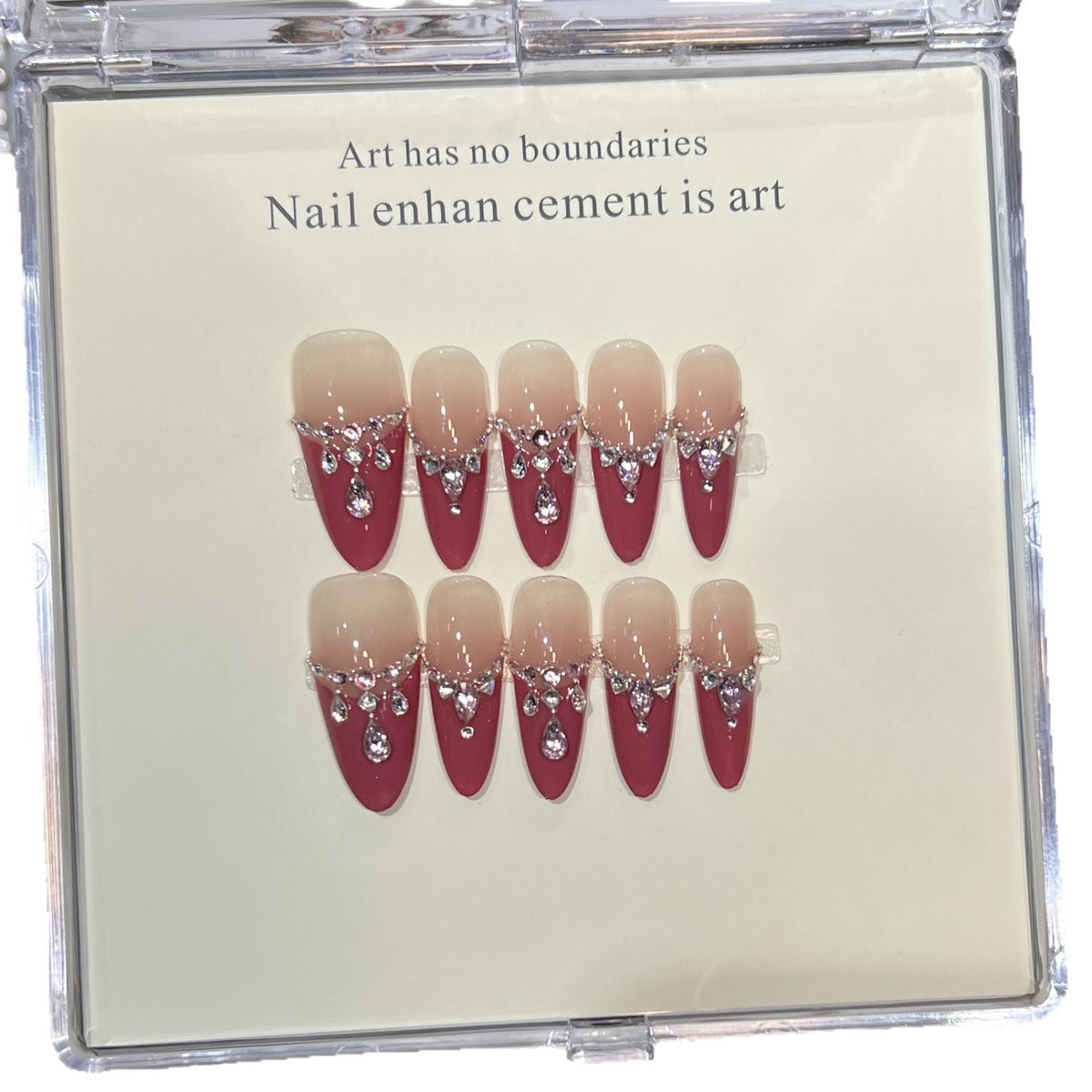 Luxurious Press-On Nail Art Set with Rhinestone Detailing Acalora