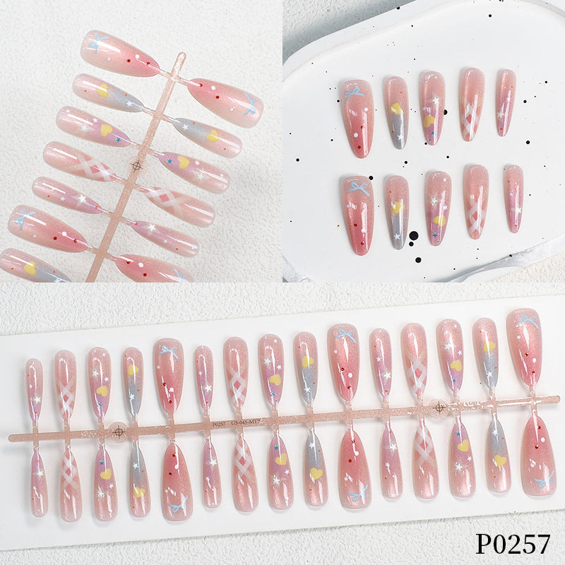 Colorful Patterned Press-On Nail Art Set Acalora
