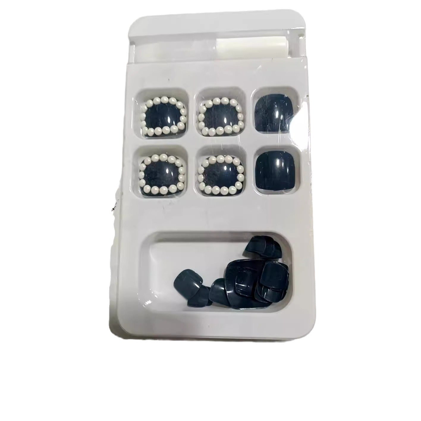 Decorative Press-On Nail Set with Pearl Accents Acalora