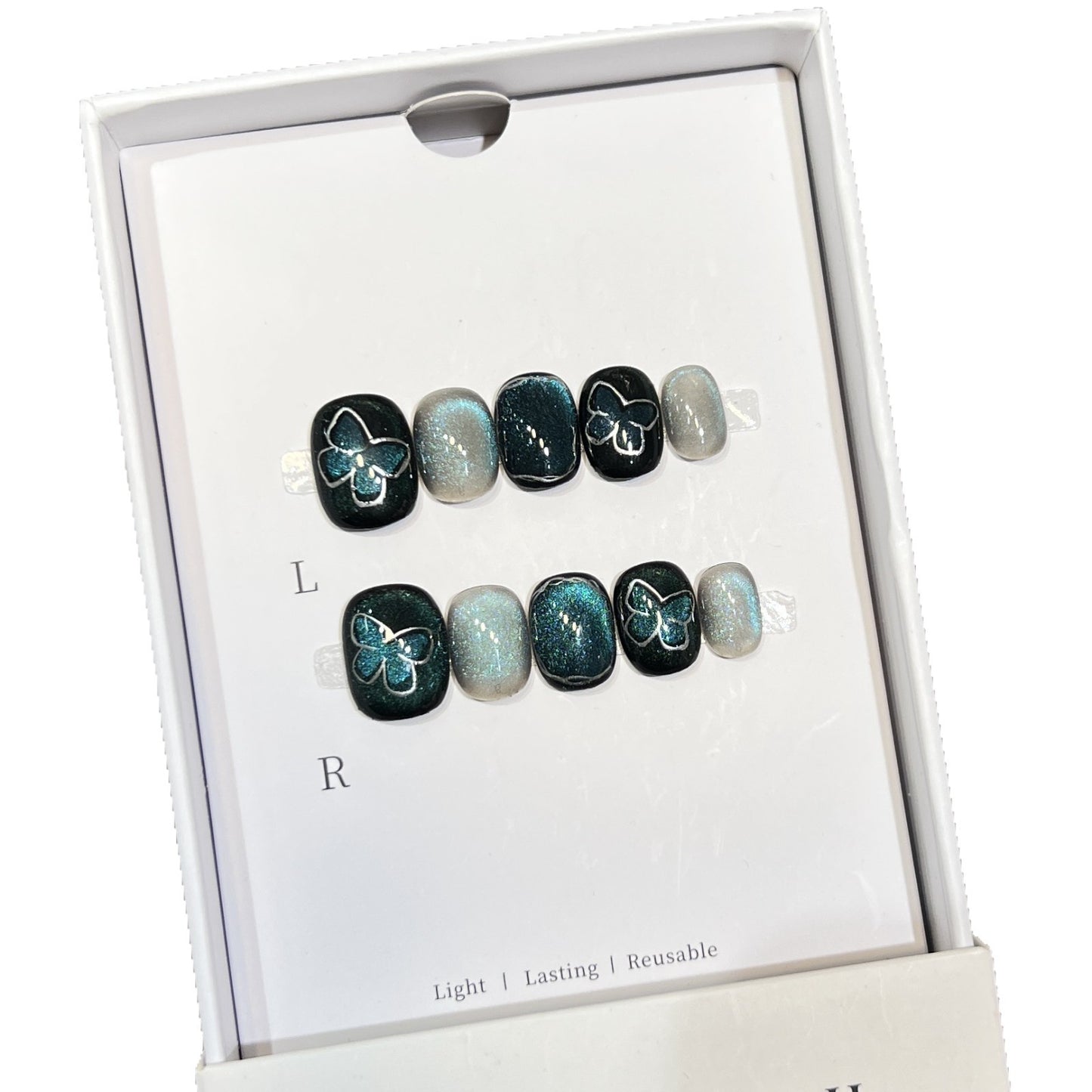 Decorative Press-On Nail Art Set with Butterfly and Glitter Accents Acalora