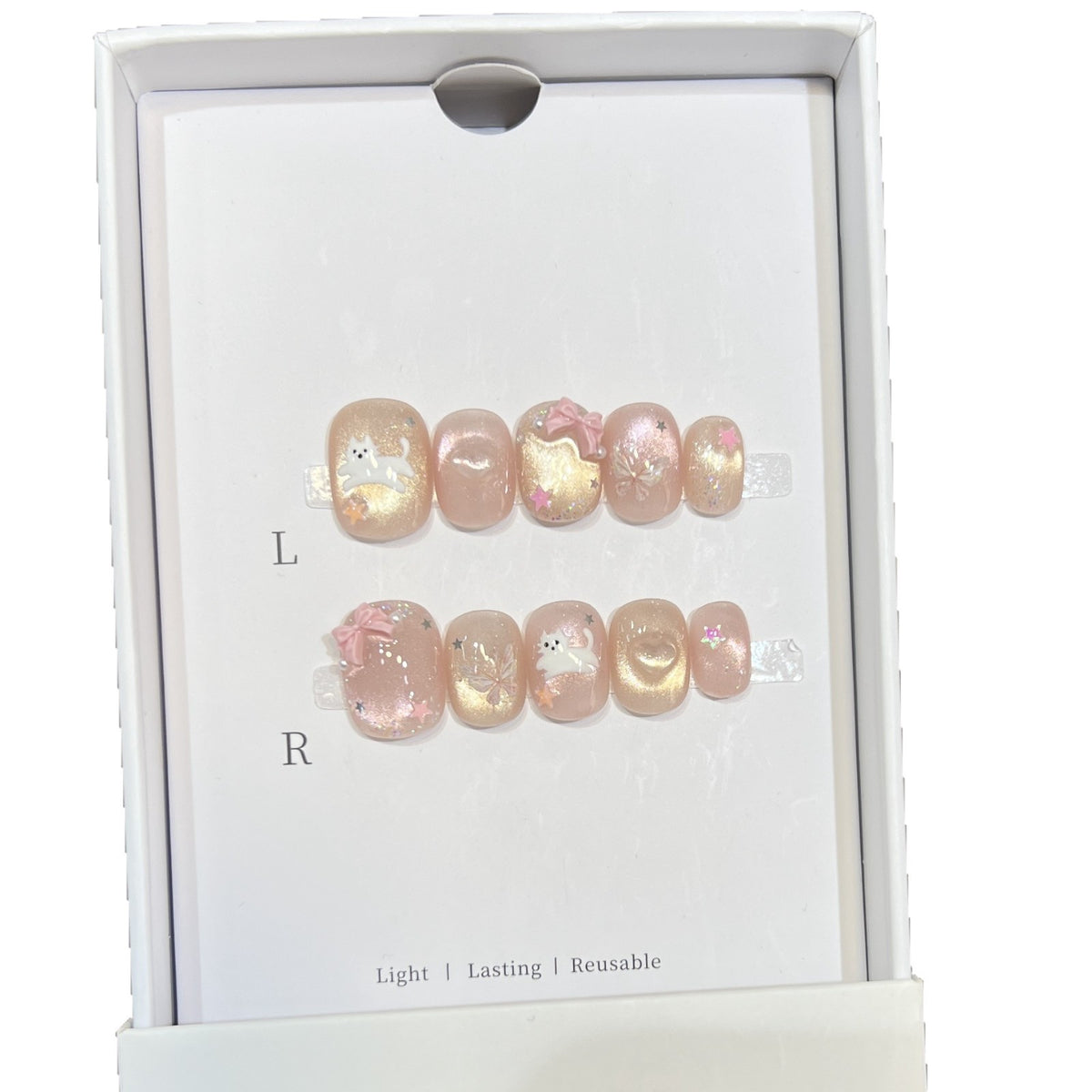 Whimsical Press-On Nail Art Set with Playful Character Designs Acalora