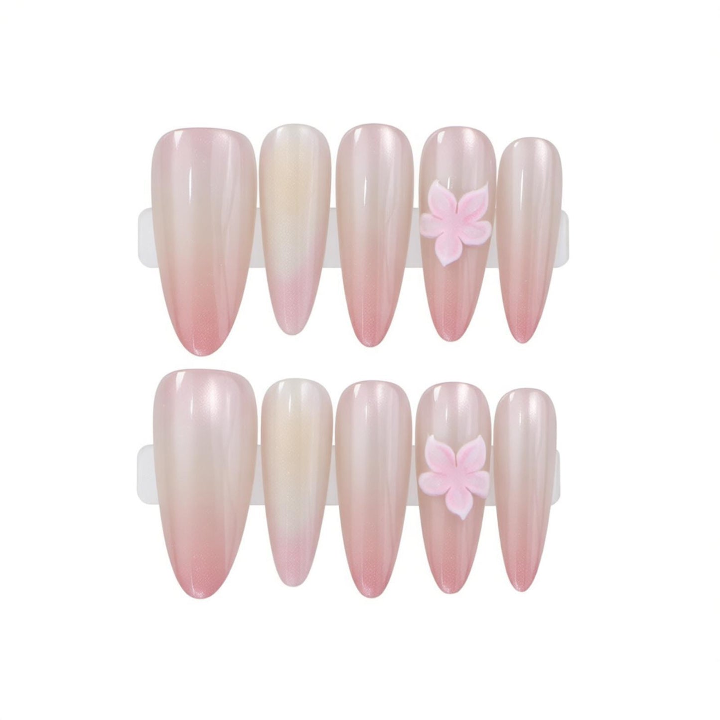 Elegant Press-On Nail Set with Floral Accents Acalora