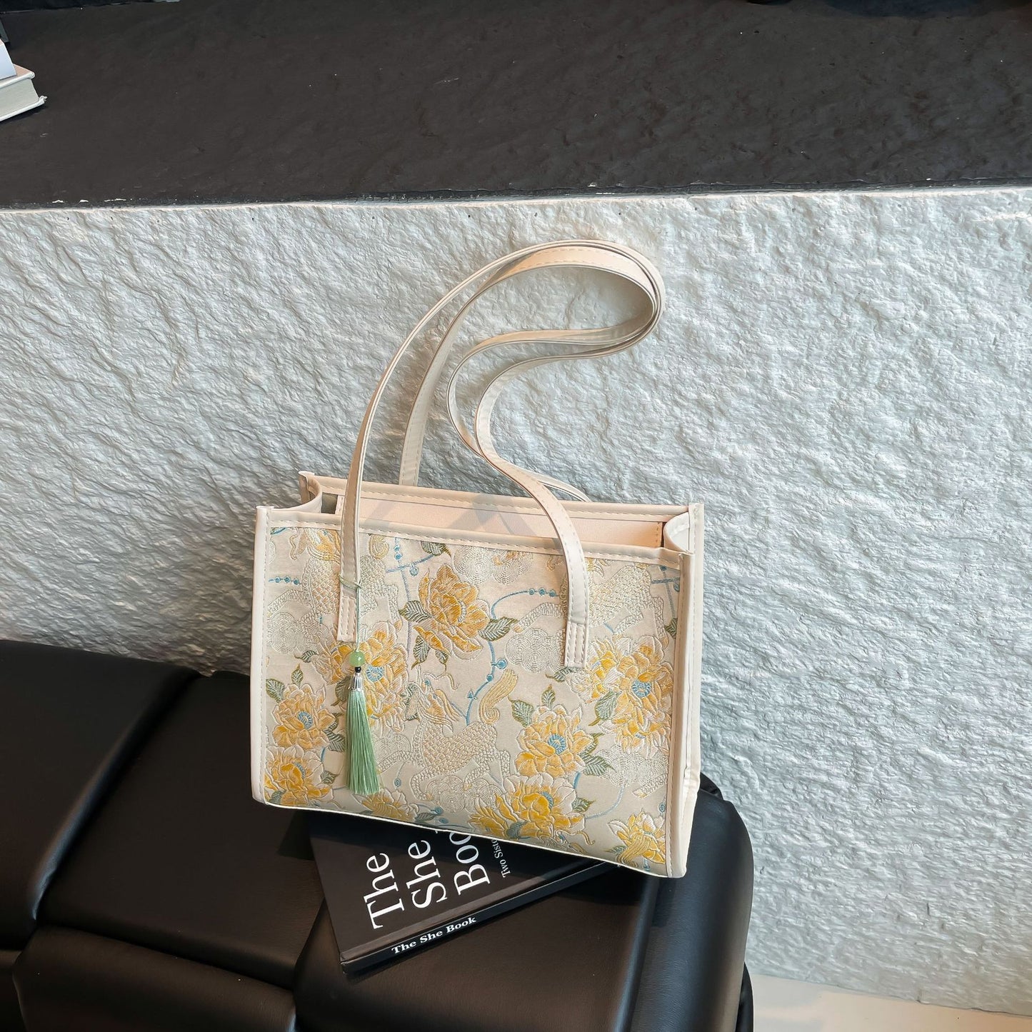 Embroidered Butterfly Pattern Handbag Acalora