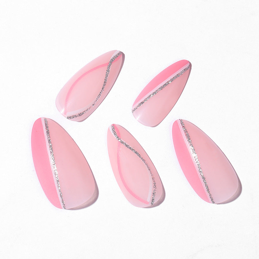Elegant Press-On Nail Art Set with Butterfly and Glitter Accents Acalora