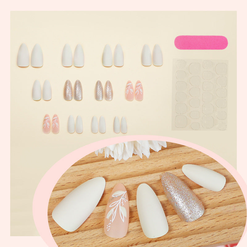 Elegant Press-On Nail Art Set with Floral Accents Acalora