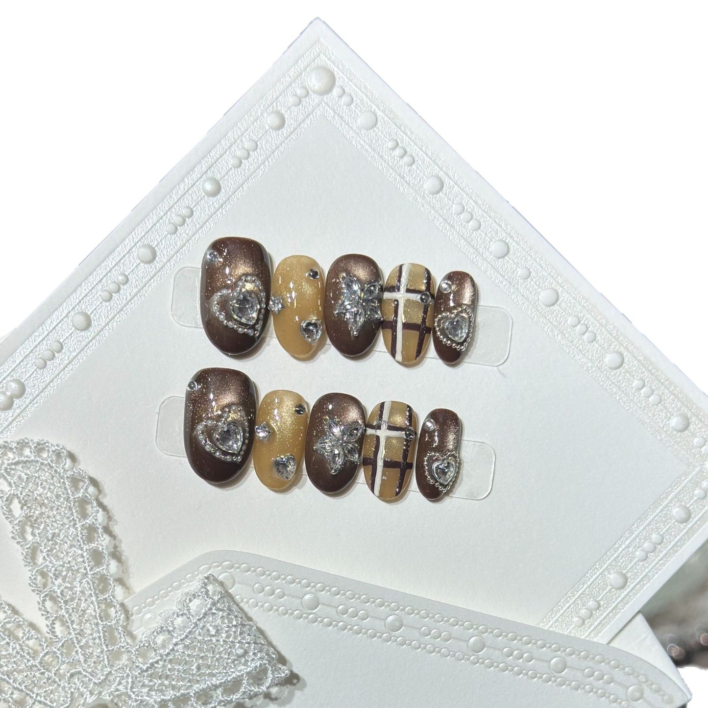Artistic Stiletto Press-On Nail Set with Luxury Decorative Accents Acalora