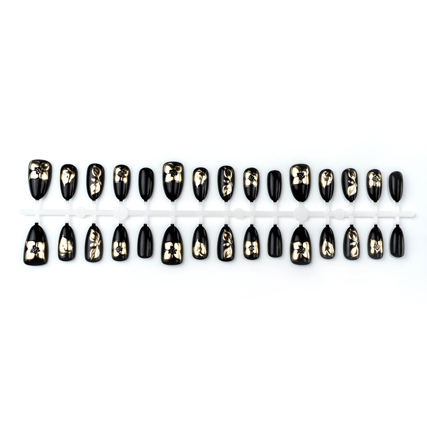 Artificial nail set with elegant 3D flowers and glamorous decorations Acalora