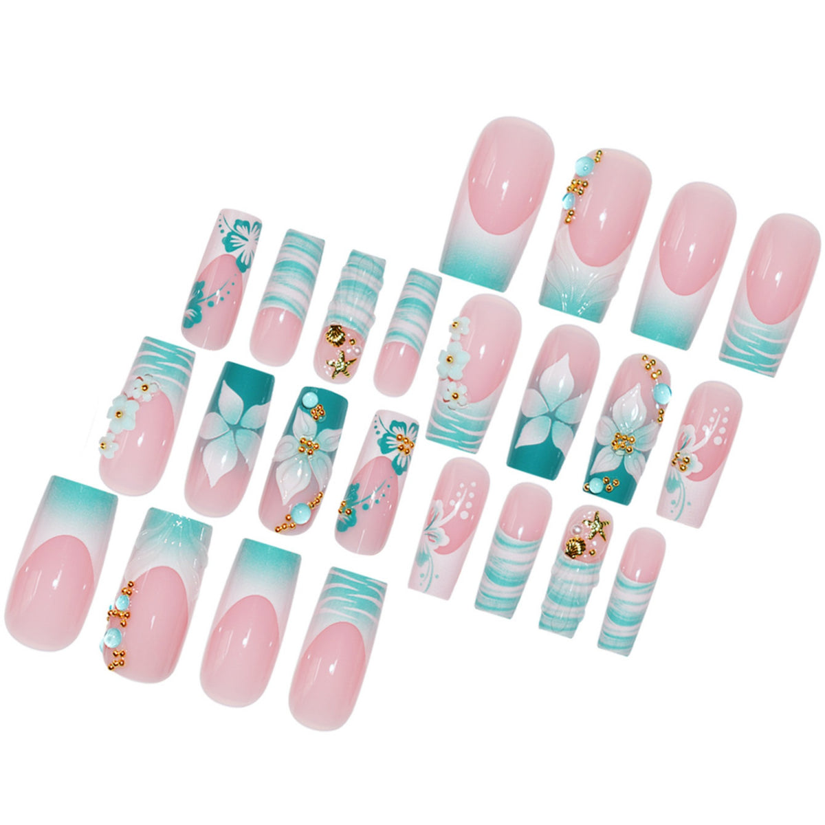Decorative Floral Pattern Press-On Nails Acalora