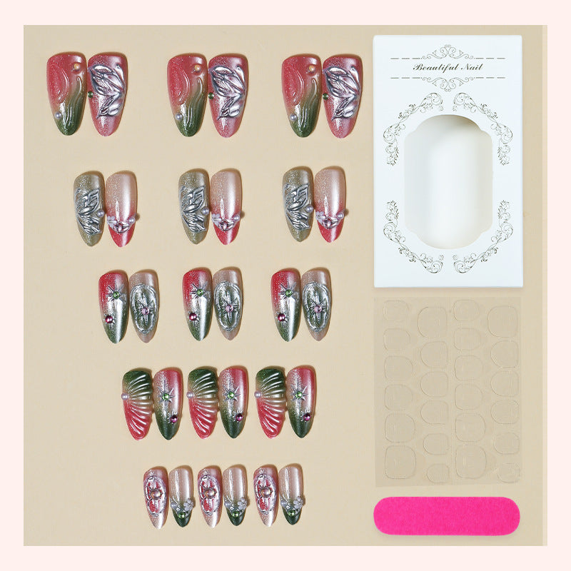 Decorative Press-On Nail Art Set with Botanical Designs Acalora