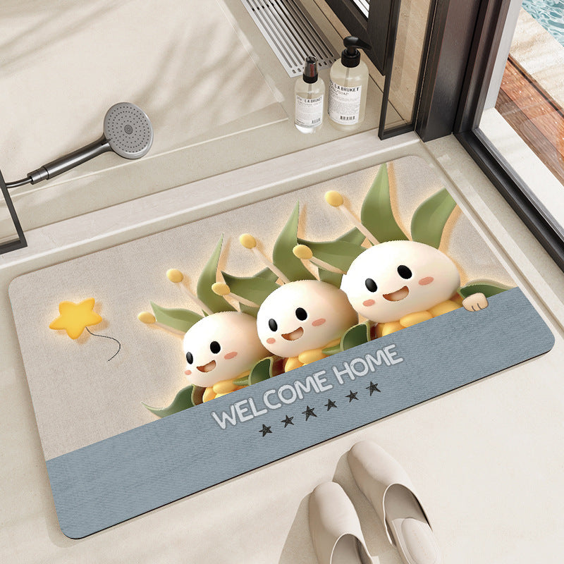 Whimsical Cabbage-Themed Welcome Mat Acalora
