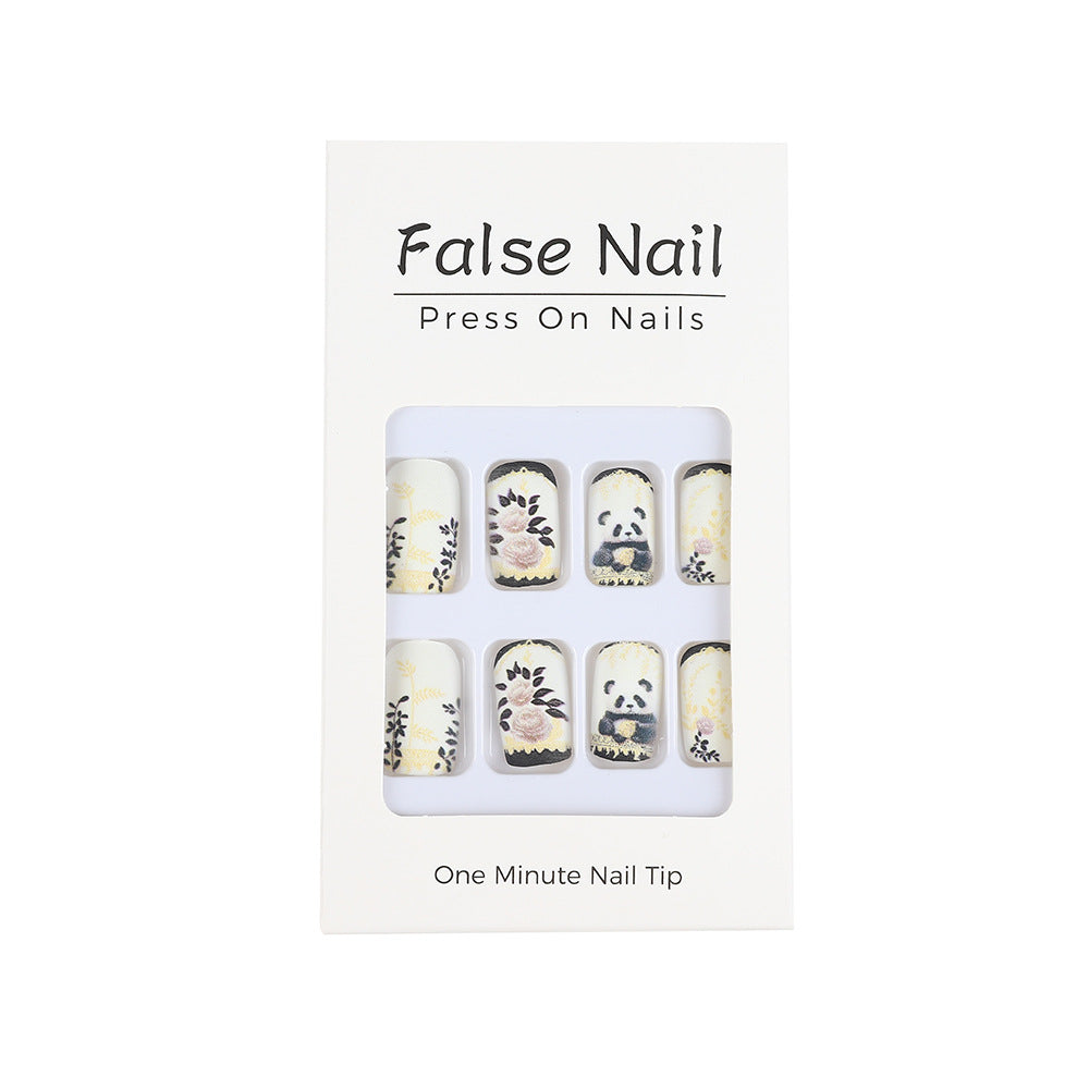 Artificial nails with floral panda design Acalora