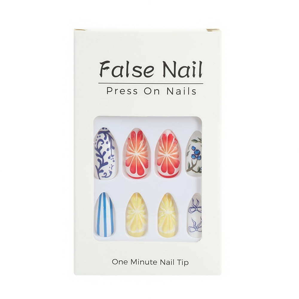 Artificial Nail Set with Handcrafted Floral and Graphic Designs Acalora