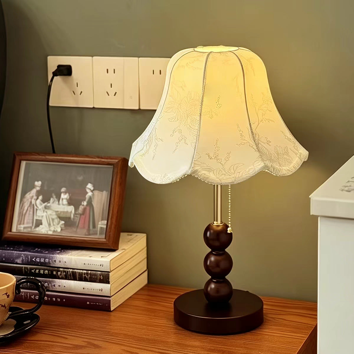 Decorative Table Lamp with Floral Shade