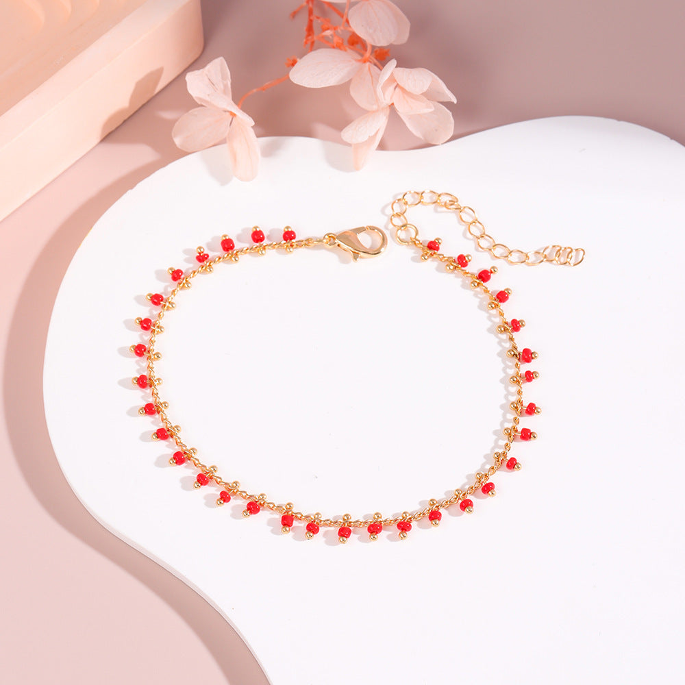 Delicate Beaded Ankle Bracelet Acalora