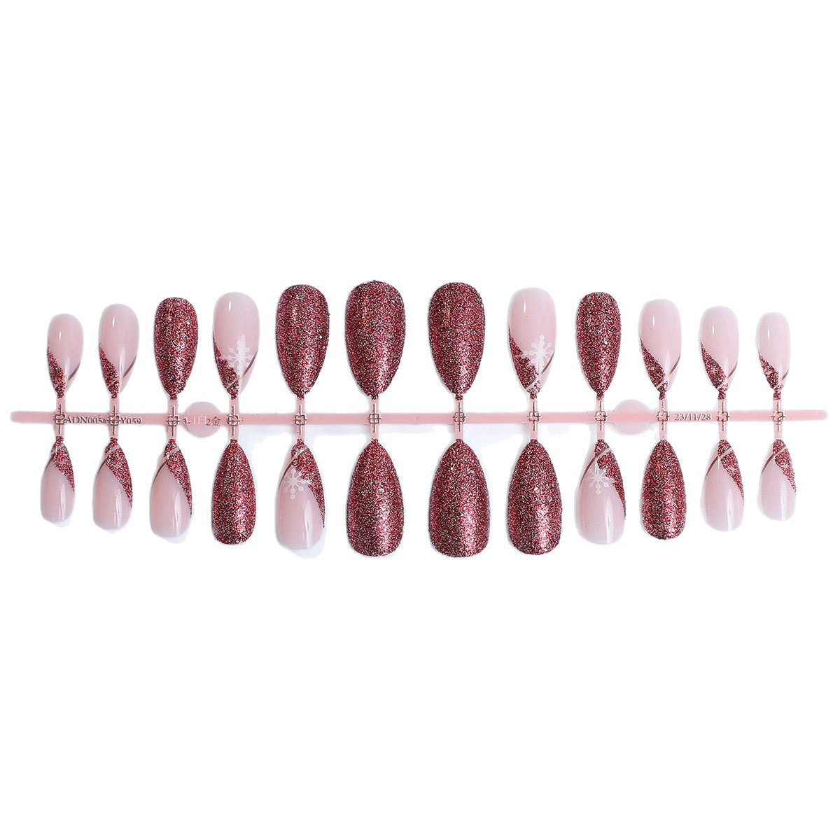 Glamorous Press-On Nail Set with Glitter Accent and Almond Shape Acalora