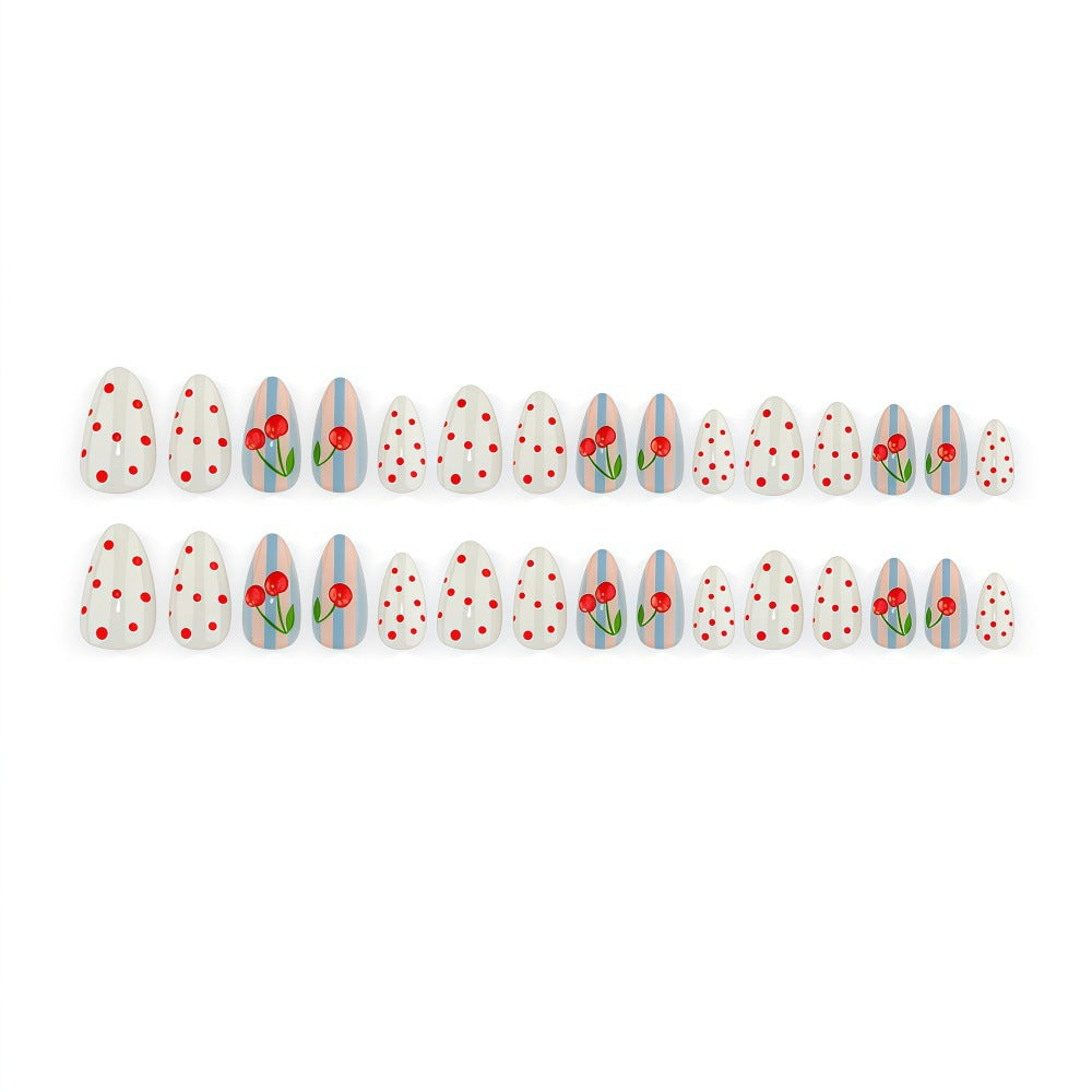 Artificial nails with fruity cherry design Acalora