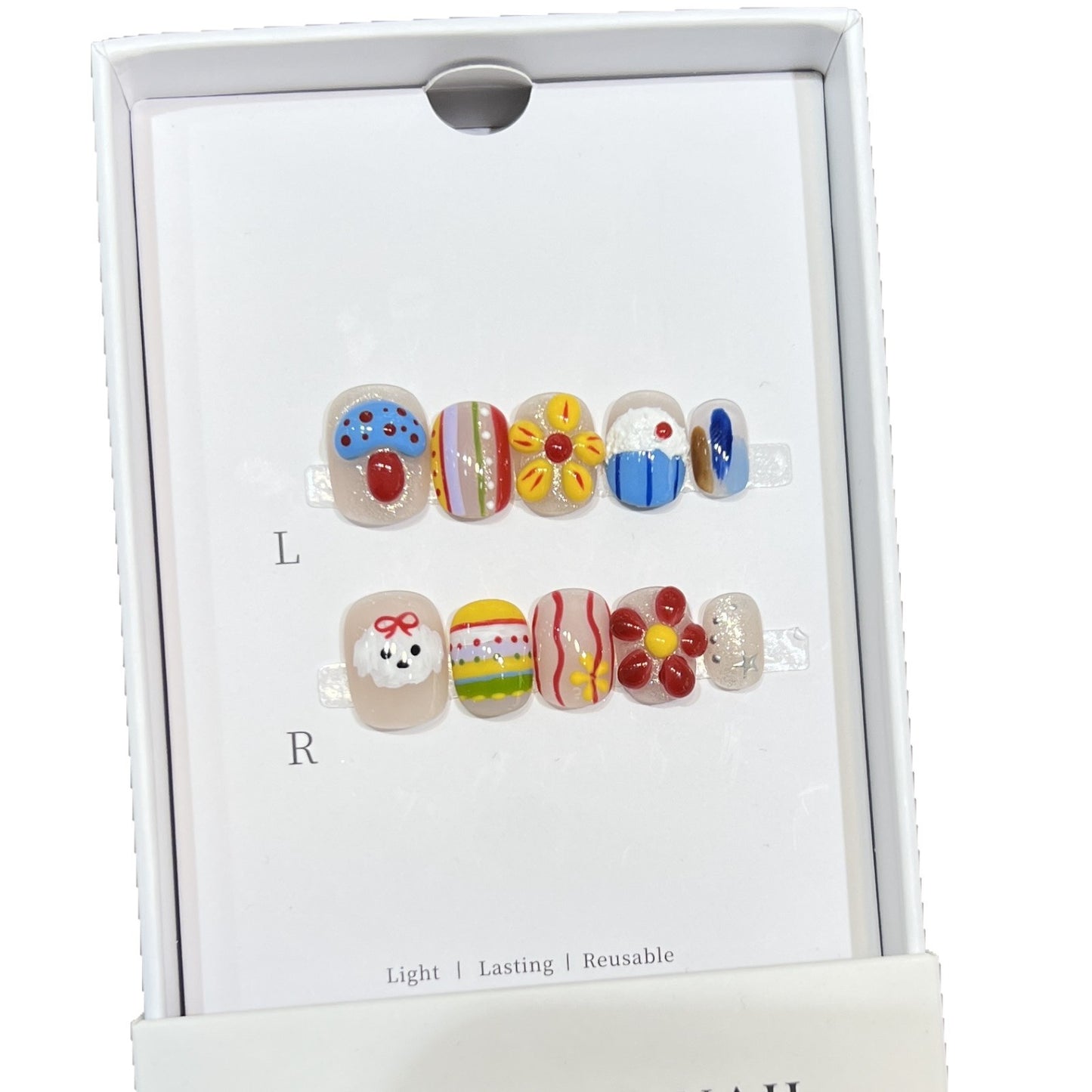 Decorative Press-On Nail Art Set with Fun and Whimsical Designs Acalora