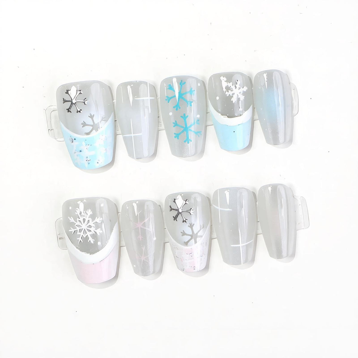 Elegant Snowflake Design Press-On Nail Set Acalora