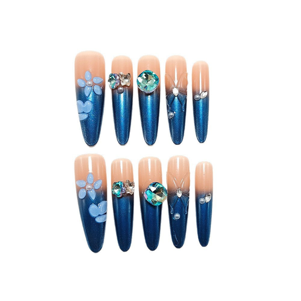 Artificial nails with an elegant glitter and flower design Acalora