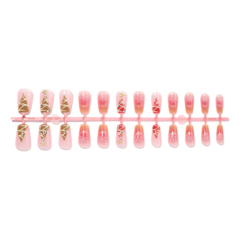 Holiday-Themed Press-On Nail Set with Beautiful Decorative Embellishments Acalora
